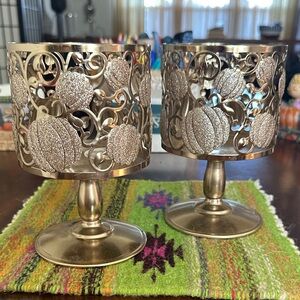Bath & Body Works Gold Pumpkin Candle Holders